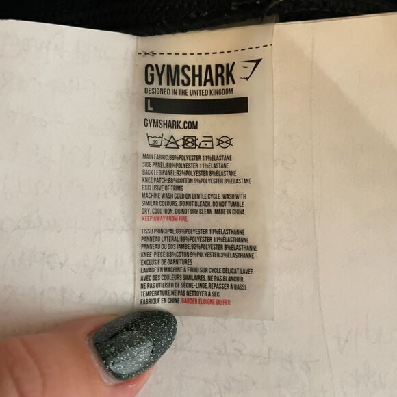 Gymshark Women L Black Textured Sculpting Leggings Pocket Athletic Workout - Picture 9 of 9